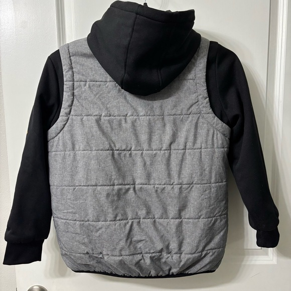 Timberland Gray and Black mid weight hybrid quilted jacket size Large 14/16 - Picture 3 of 5